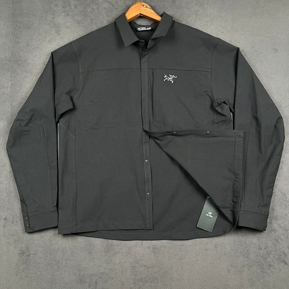 Arc'teryx Cronin Cotton Overshirt Mens Large Black Snap Front Utility NEW